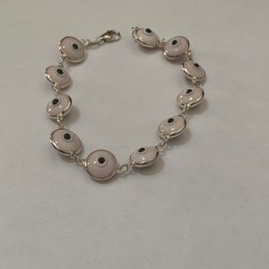 🧿 NEW Sterling Silver Evil Eye Good Luck Bracelet - Light Pink